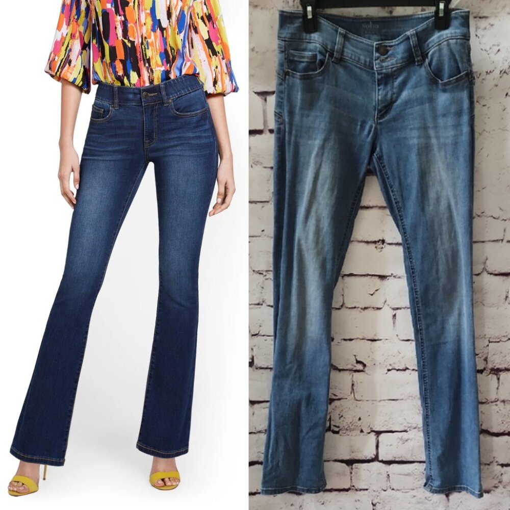 New York & Company Blue Curve Creator Bootcut Jeans Sz 4 High-Waisted Sculpting